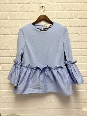 Ted Baker London Sky Blue Ruffle Peplum Blouse